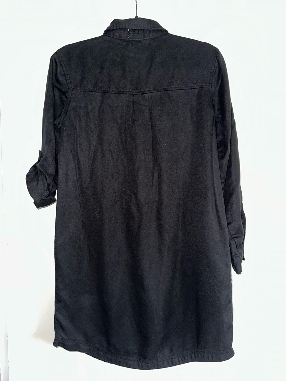 Time and Tru Black Long Sleeve Button-Front Shirt Dress - Picture 2 of 3